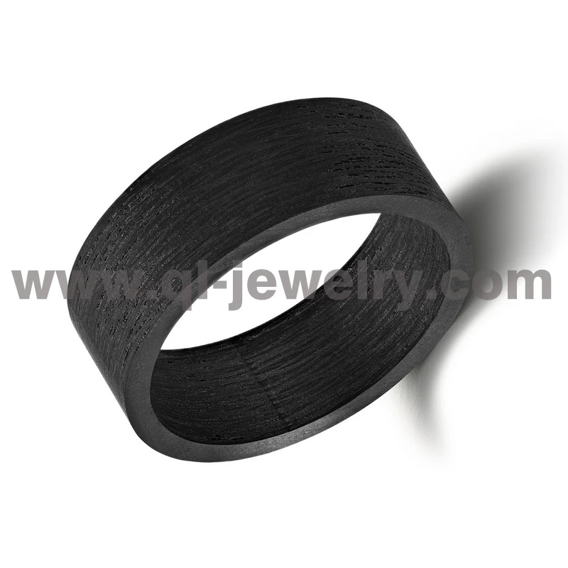 Bandes de mariage de mariage en fibre de carbone noir simple et unique