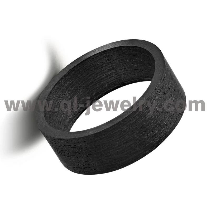 Bandes de mariage de mariage en fibre de carbone noir simple et unique
