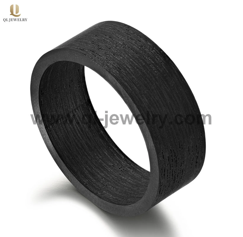 Bandes de mariage de mariage en fibre de carbone noir simple et unique