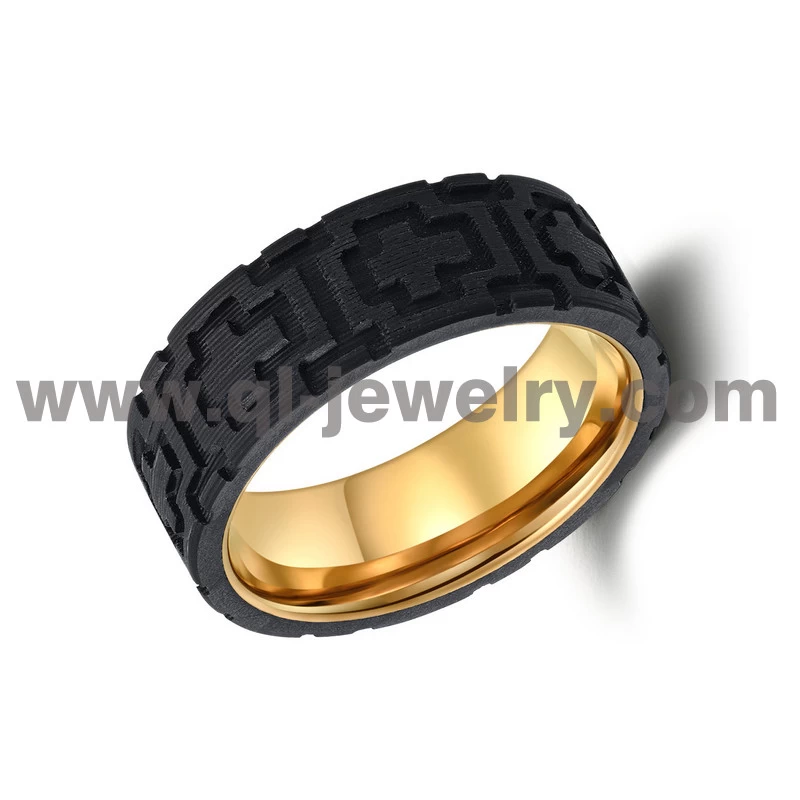 Hohe qualität beliebte 8mm flache rosafarbene gold wolframs und massiv geschmiedete schwarze kohlefaser hochzeitsbänder kreuzmuster china hersteller