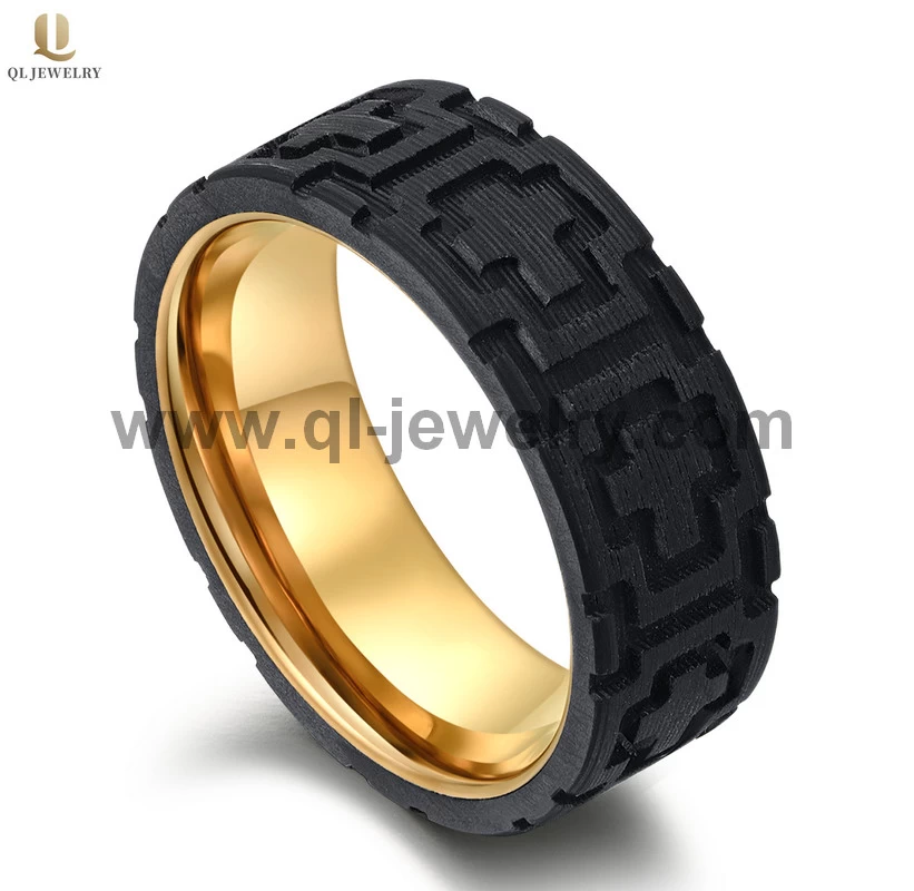 Hohe qualität beliebte 8mm flache rosafarbene gold wolframs und massiv geschmiedete schwarze kohlefaser hochzeitsbänder kreuzmuster china hersteller