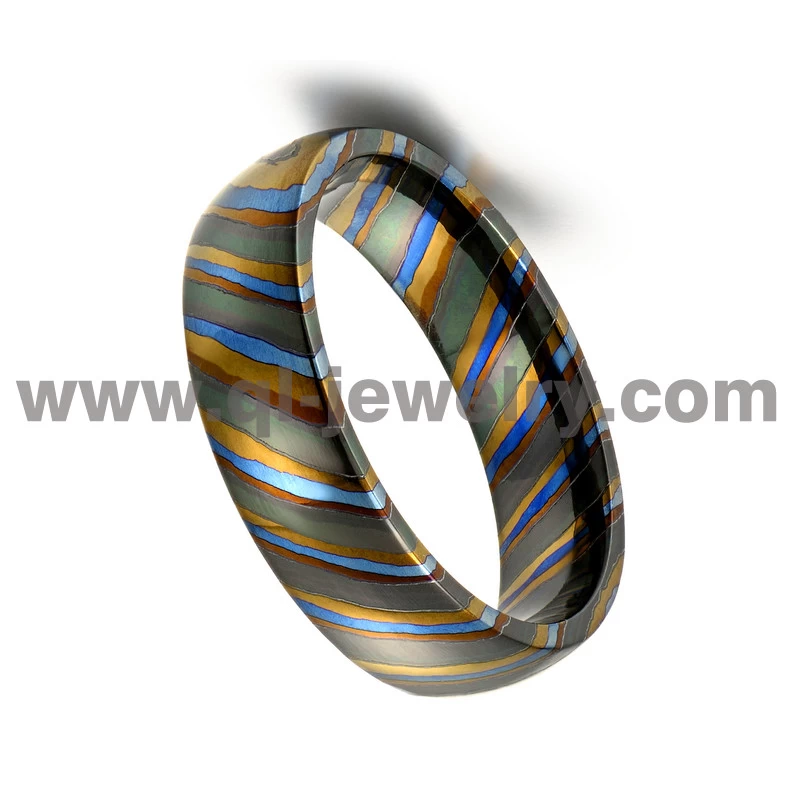 Уникальные 6 мм куполообразные Tricolors Zircuti кольцо Timascus кольцо свадебные полосы Китая поставщик