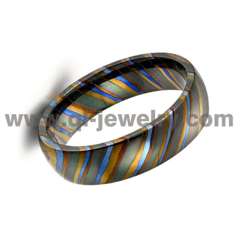 Уникальные 6 мм куполообразные Tricolors Zircuti кольцо Timascus кольцо свадебные полосы Китая поставщик