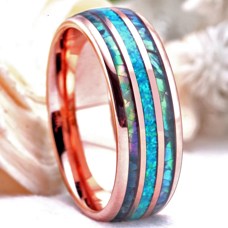8mm de hauteur de 8 mm de hauteur dôme dôme en bière et d\'altération d\'arabe d\'arabe d\'or rose bandes de mariée tungstène bandes de tungstène bague tungstène coquille tungstène anneau chinois usine