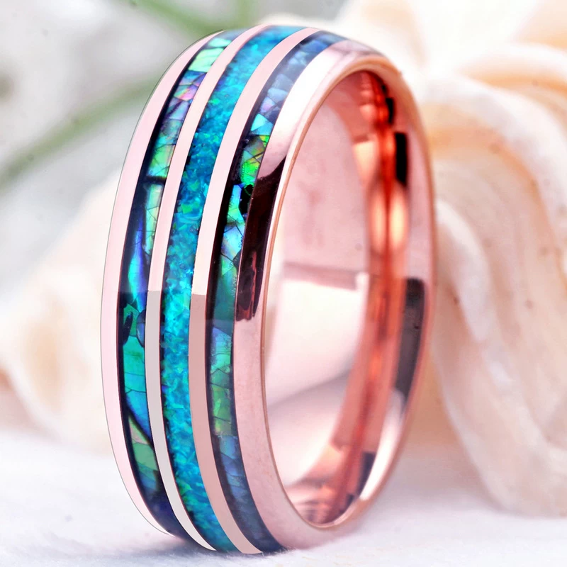 8mm de hauteur de 8 mm de hauteur dôme dôme en bière et d\'altération d\'arabe d\'arabe d\'or rose bandes de mariée tungstène bandes de tungstène bague tungstène coquille tungstène anneau chinois usine