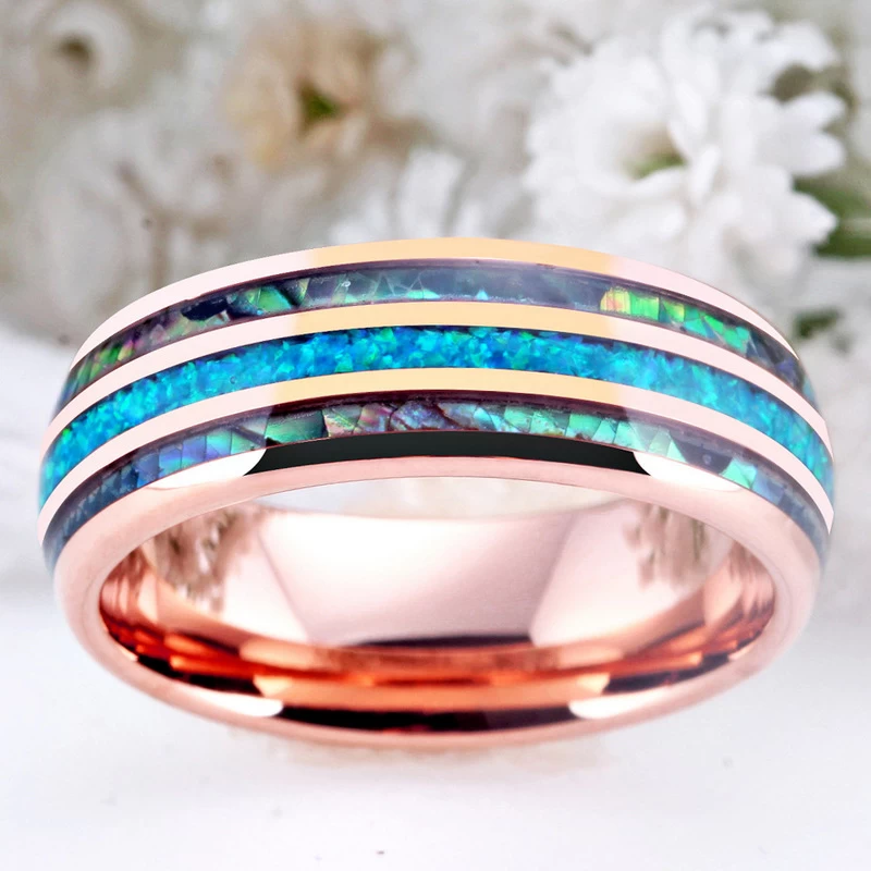 8mm de hauteur de 8 mm de hauteur dôme dôme en bière et d\'altération d\'arabe d\'arabe d\'or rose bandes de mariée tungstène bandes de tungstène bague tungstène coquille tungstène anneau chinois usine