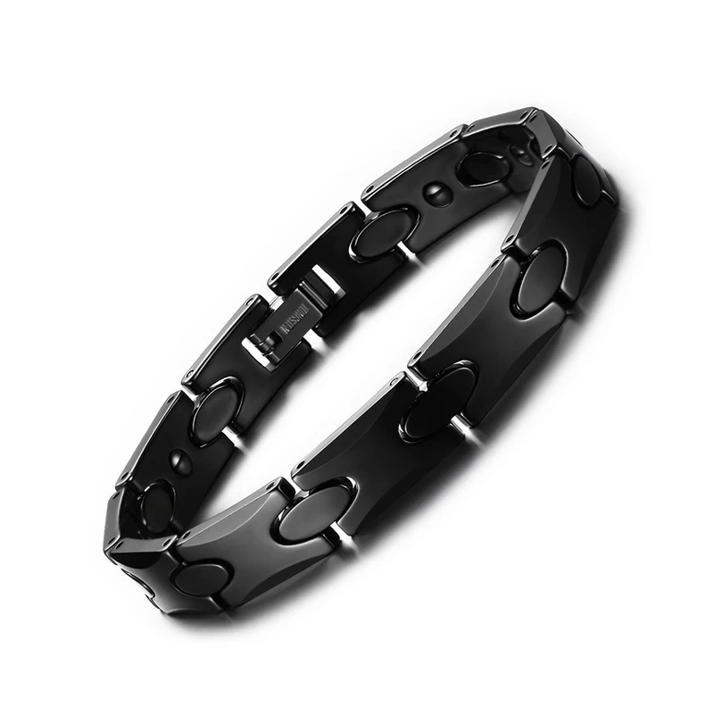 Mixed bracelet for women and men, black ceramic and white H segment joint