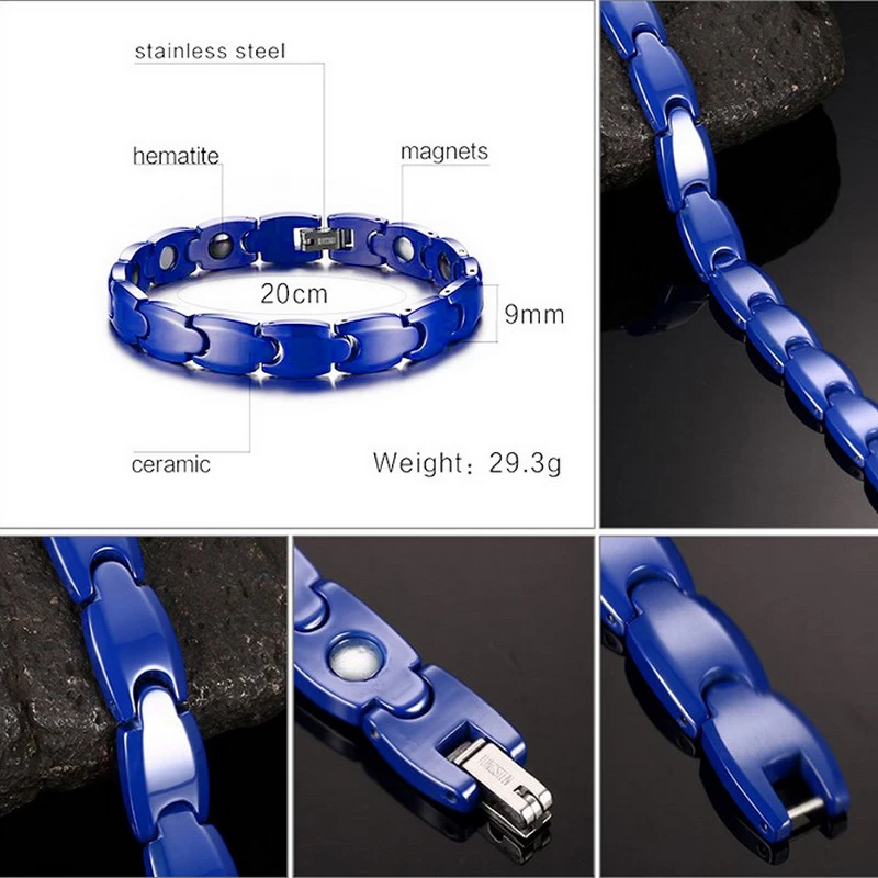 Braccialetto in ceramica da donna a basso prezzo e uomo con cinturino in ceramica ad alta tecnologia con ematiti e magneti Inlay Cina Produttore