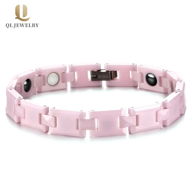 Bracciale in ceramica in ceramica da uomo e di alta qualità con braccialetto di ceramica rosa ad alta tecnologia con ematiti e magneti inlay produttore della Cina