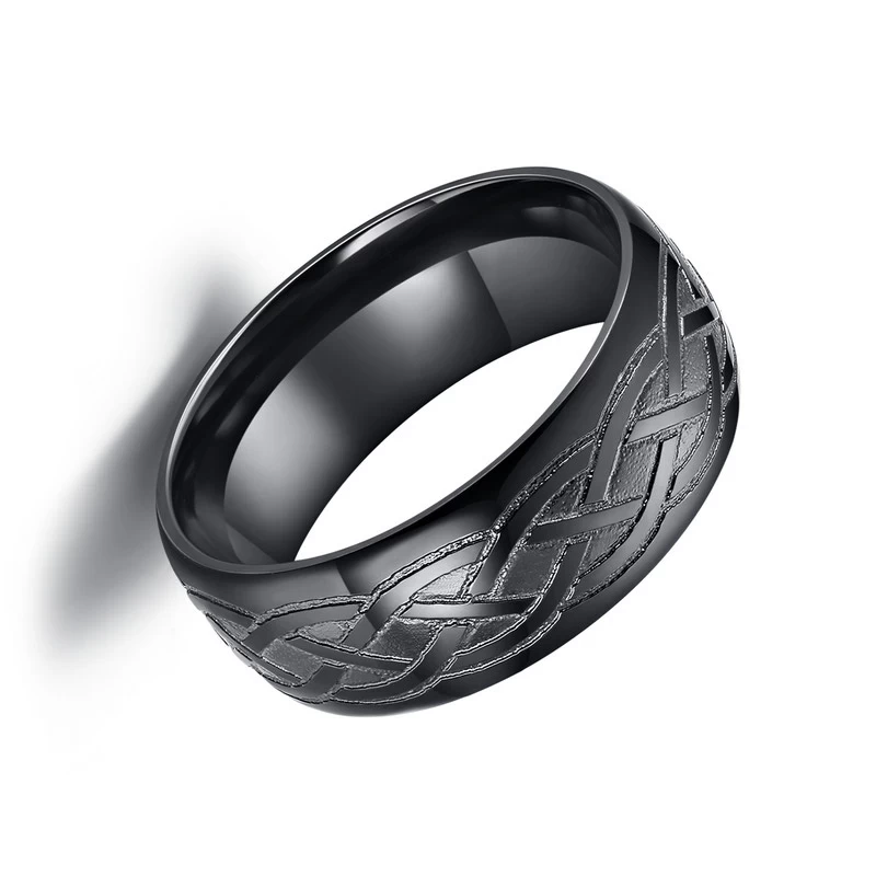 Unique Celtic Knot Wedding Ring in Black Zirconium Mens Wedding Bands China Manufacturer