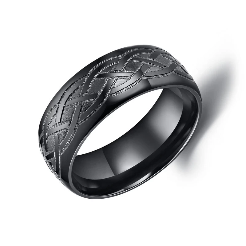 Unique Celtic Knot Wedding Ring in Black Zirconium Mens Wedding Bands China Manufacturer