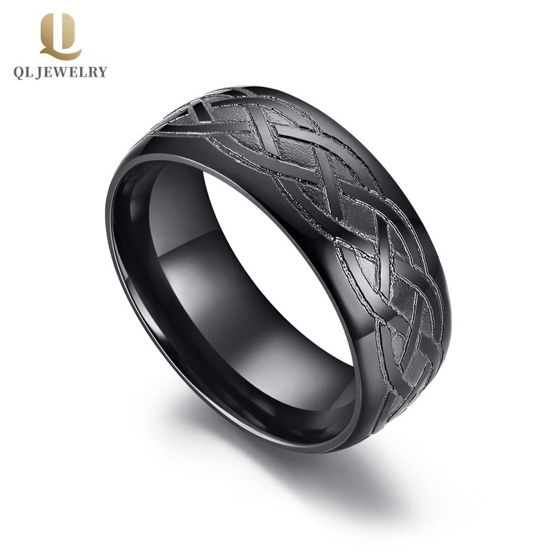 Unique Celtic Knot Wedding Ring in Black Zirconium Mens Wedding Bands China Manufacturer