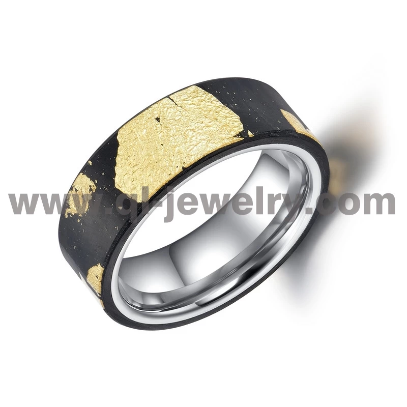 Bandes de mariage de haute qualité pour hommes de 8 mm forgées de fibres de carbone noir et de carbure de tungstène Chine fournisseur