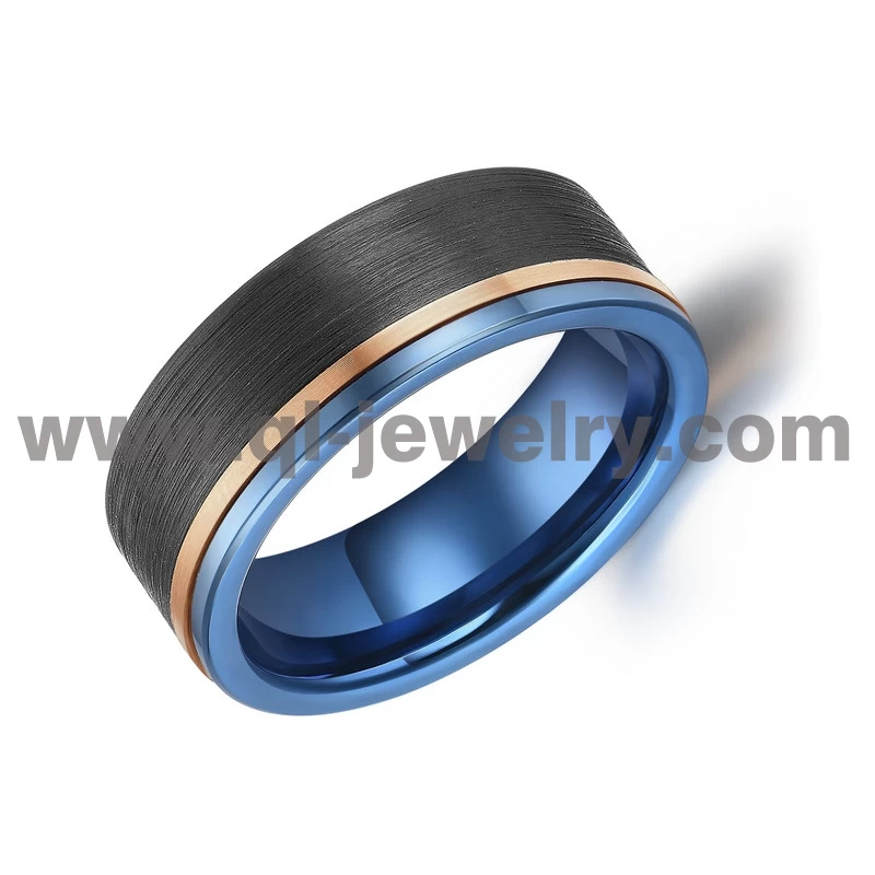Alta qualità 8mm Tre uomini tonificati da uomo in fibra di nozze da uomo in fibra di carbonio in fibra di carbonio e blu rosa in metallo in metallo in metallo in carburo di tungsteno