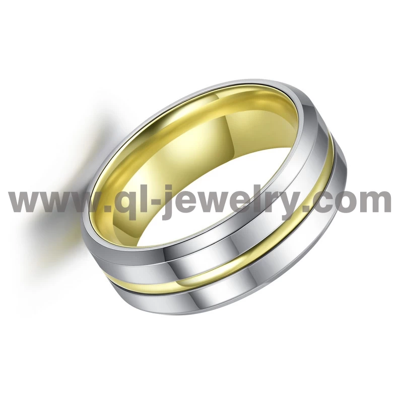 New Style 8mm männer Wolframkarbidring mit gelbem Streifen und gelbem Aluminium-Innenband China-Hersteller