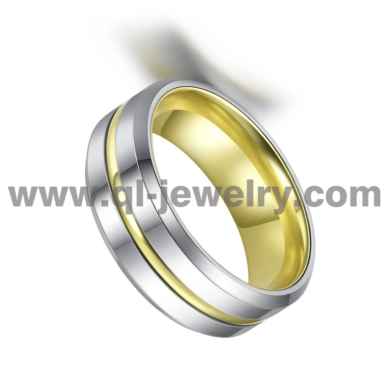 New Style 8mm männer Wolframkarbidring mit gelbem Streifen und gelbem Aluminium-Innenband China-Hersteller