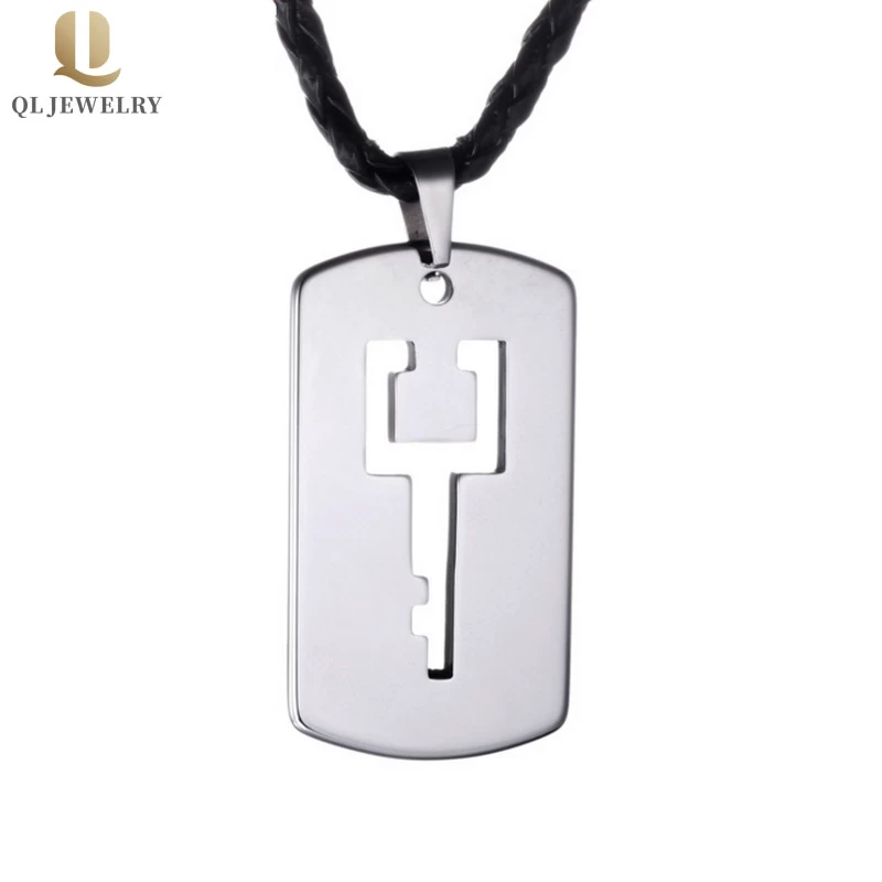 High Quality Men\'s Fashion Jewelry Tungsten Carbide Dog Tag Key Pendant for Men Tungten Key Necklace China Manufacturer