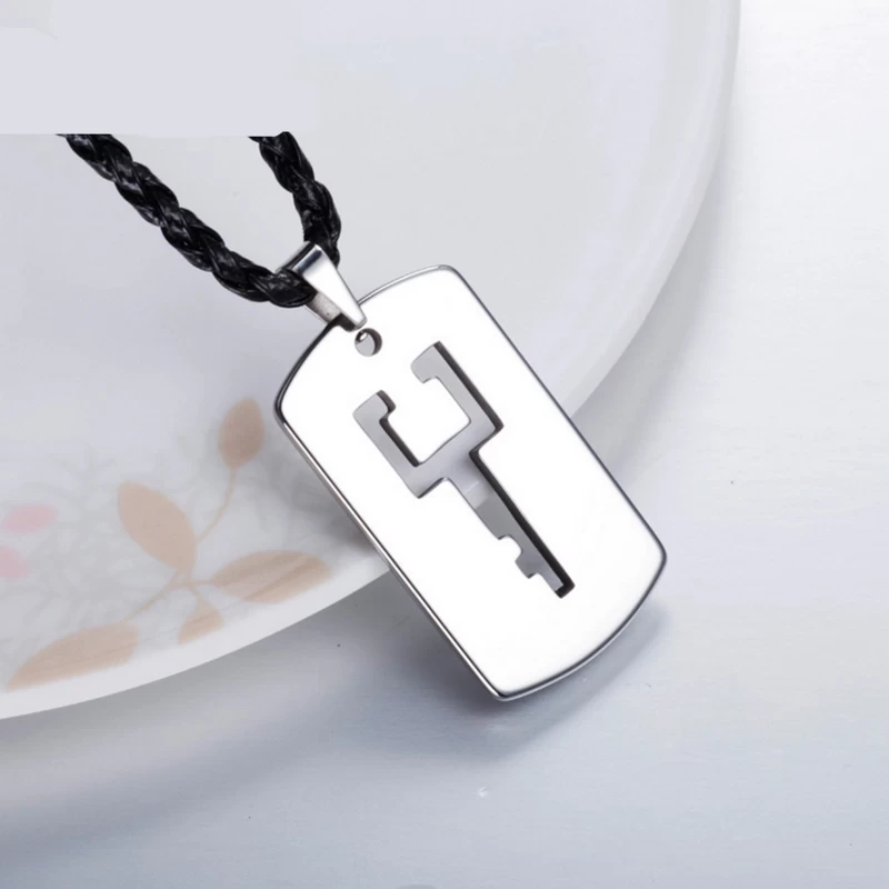 High Quality Men\'s Fashion Jewelry Tungsten Carbide Dog Tag Key Pendant for Men Tungten Key Necklace China Manufacturer