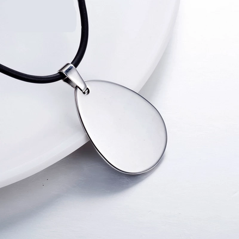 Top Quality Men\'s Fashion Jewelry Tungsten Carbide Drop Shape Dog Tag Tungsten Drop Shape Pendant for Men Drop Shape Necklace China Manufacturer