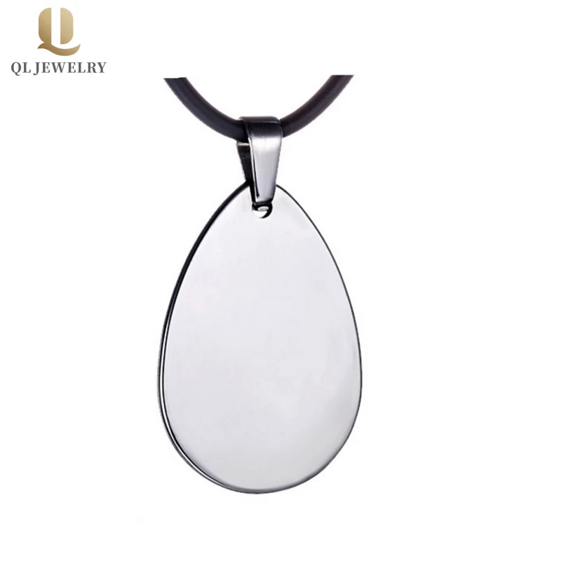Top Quality Men\'s Fashion Jewelry Tungsten Carbide Drop Shape Dog Tag Tungsten Drop Shape Pendant for Men Drop Shape Necklace China Manufacturer