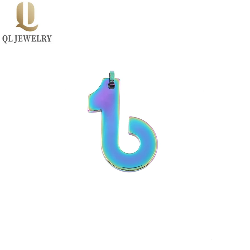 Hot Selling Mens Number Pendant Number 2 Tungsten Carbide Dog Tag Colorful Rainbow Tungsten Carbide Pendant China Supplier