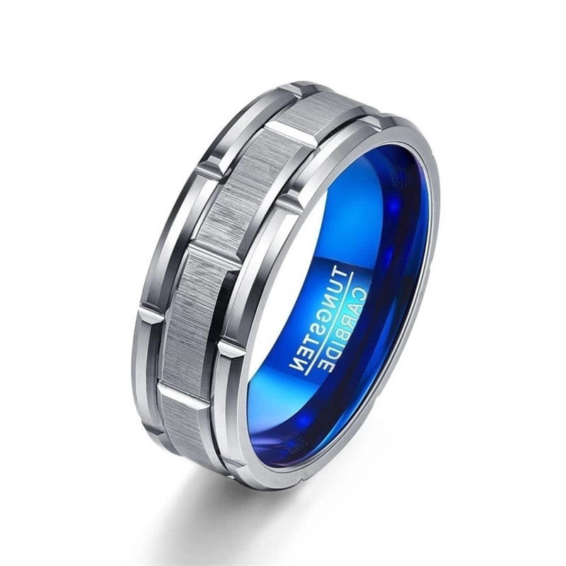 Cina Produttori di fedi nuziali in carburo di tungsteno da uomo blu due toni 8mm
