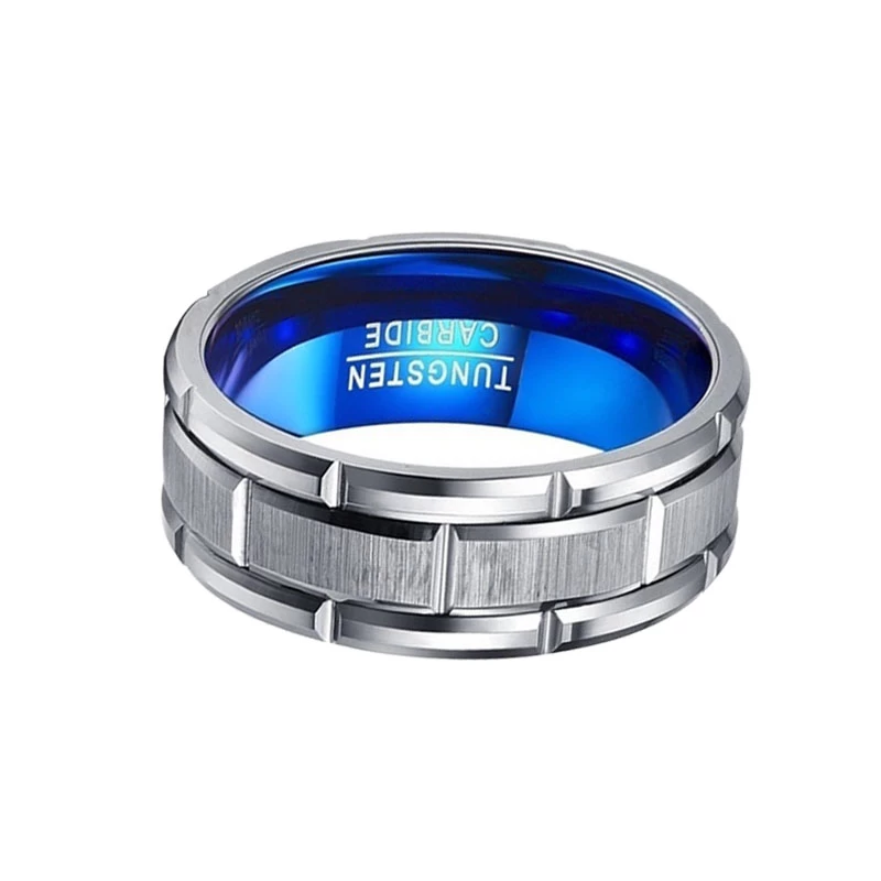 Cina Produttori di fedi nuziali in carburo di tungsteno da uomo blu due toni 8mm