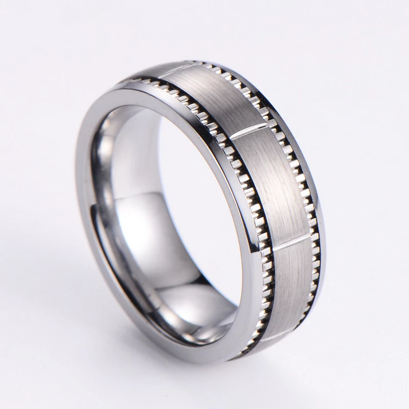 Wholesale Mens Wedding Bands 8mm Domed Tungsten Carbide Ring Vertical Grooved Brushed Tungsten Wedding Bands China Supplier