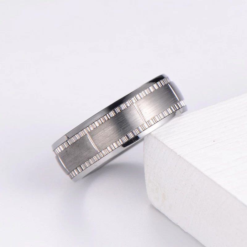Wholesale Mens Wedding Bands 8mm Domed Tungsten Carbide Ring Vertical Grooved Brushed Tungsten Wedding Bands China Supplier