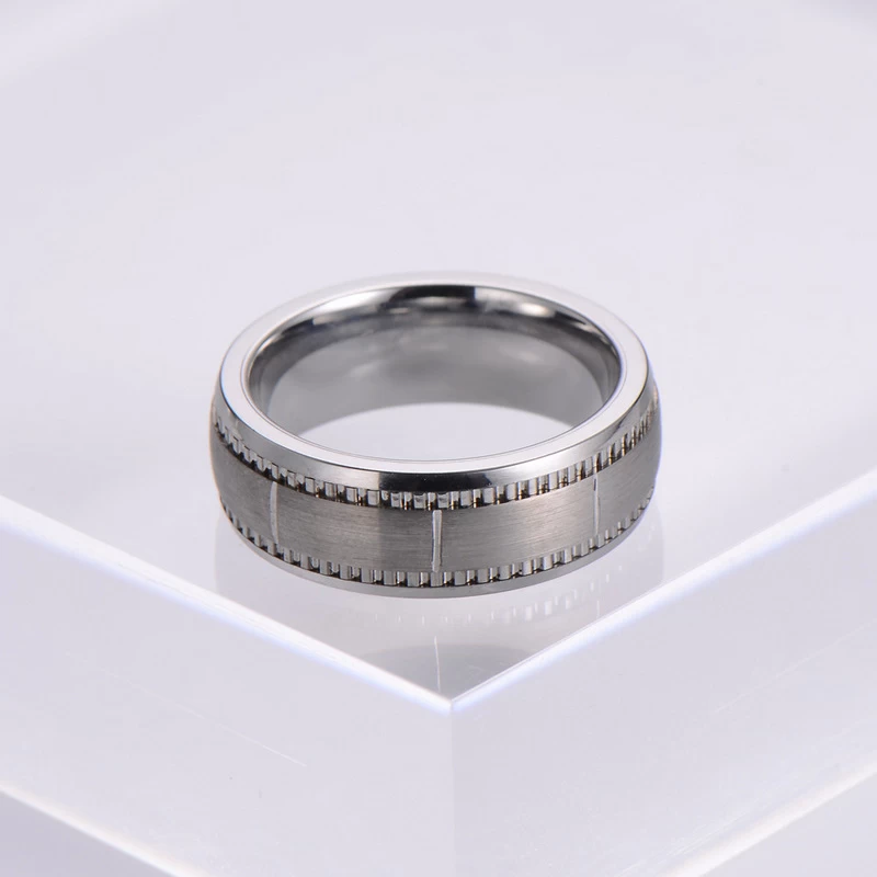Wholesale Mens Wedding Bands 8mm Domed Tungsten Carbide Ring Vertical Grooved Brushed Tungsten Wedding Bands China Supplier