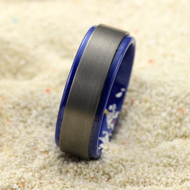 Fedi nuziali da uomo in ceramica blu e nero di alta qualità in carburo di tungsteno Produttore cinese di fedi nuziali