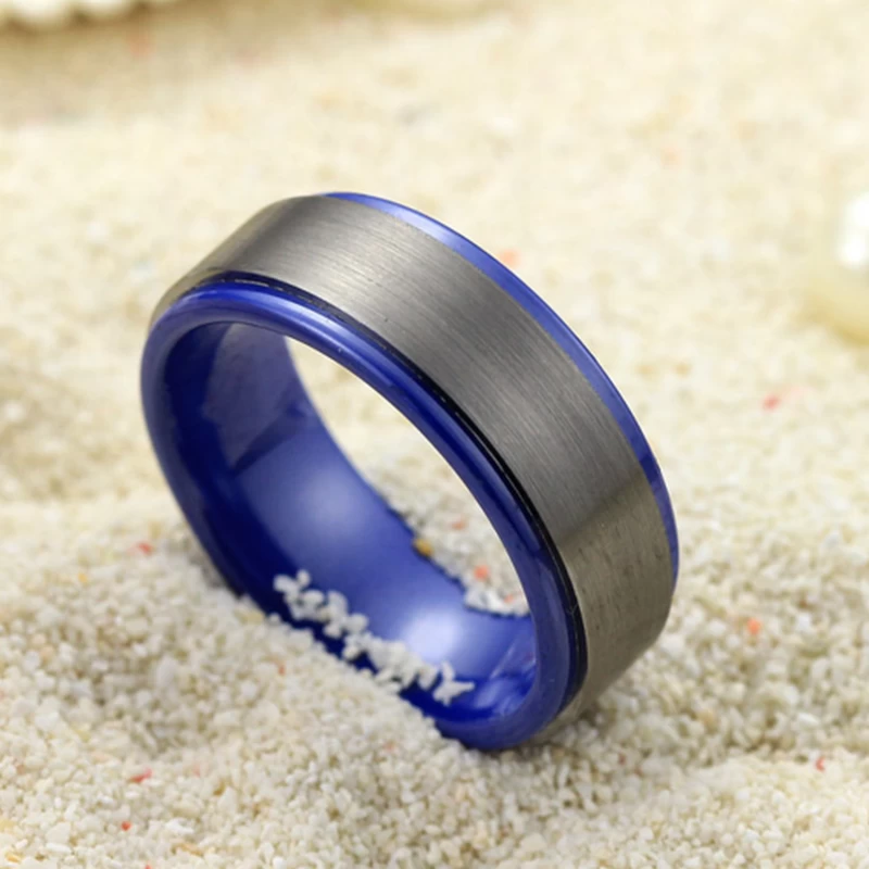 Fedi nuziali da uomo in ceramica blu e nero di alta qualità in carburo di tungsteno Produttore cinese di fedi nuziali