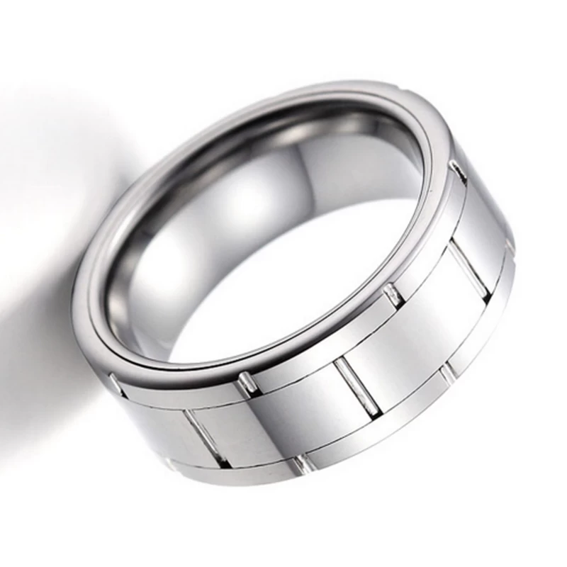 Chine Bandes de mariage en carbure de tungstène plates rainurées à engrenages polies et confortables de 8 mm Fabricants