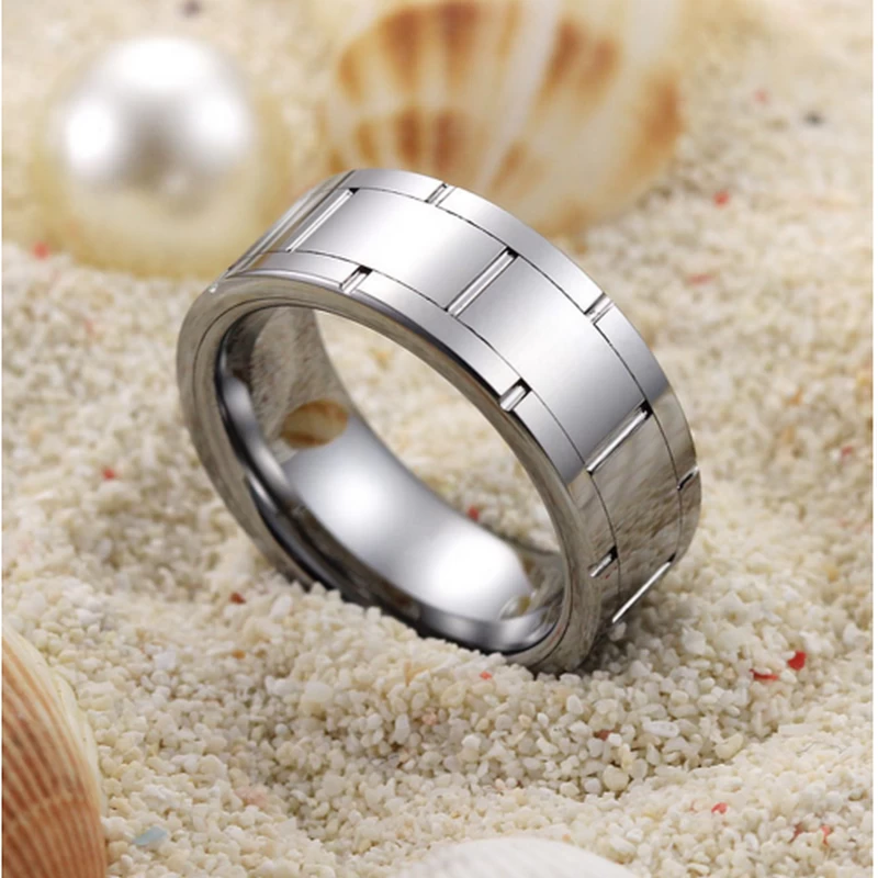 Chine Bandes de mariage en carbure de tungstène plates rainurées à engrenages polies et confortables de 8 mm Fabricants