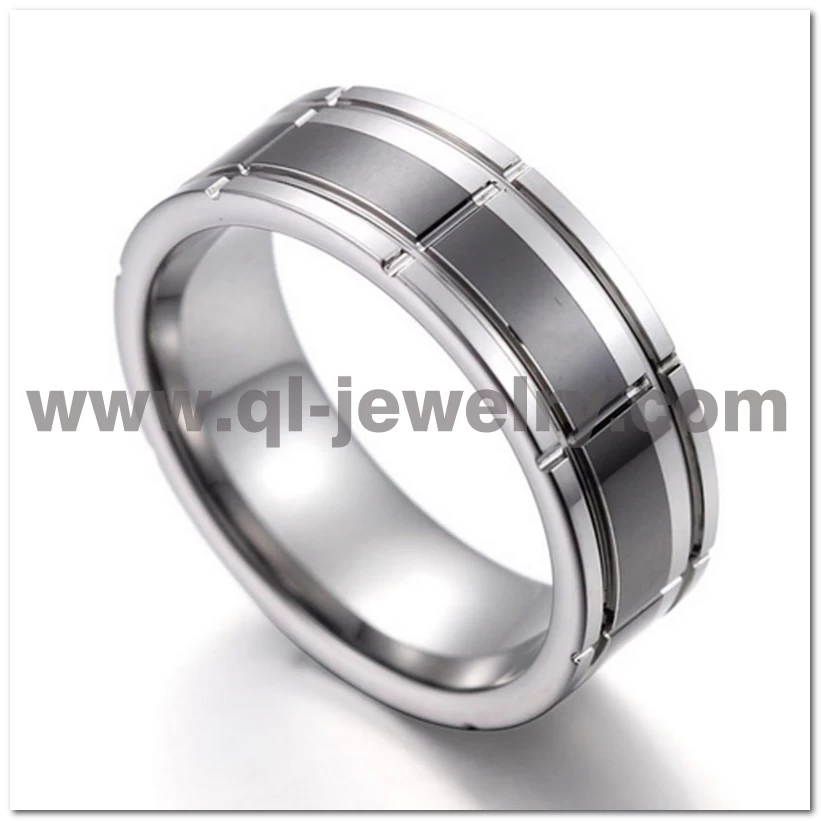 Chine Bandes de mariage uniques en carbure de tungstène plat rainuré et poli de 8 mm Comfort Fit et en céramique noire Fabricants