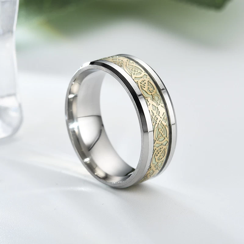 Großhandel Herren Eheringe Wolframkarbid Ring leuchtende Drachen Ring für Männer nachtleuchtendes Nachtlicht Wolfram Eheringe China Hersteller
