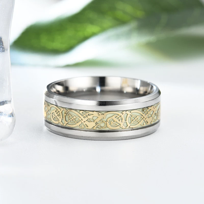 Großhandel Herren Eheringe Wolframkarbid Ring leuchtende Drachen Ring für Männer nachtleuchtendes Nachtlicht Wolfram Eheringe China Hersteller