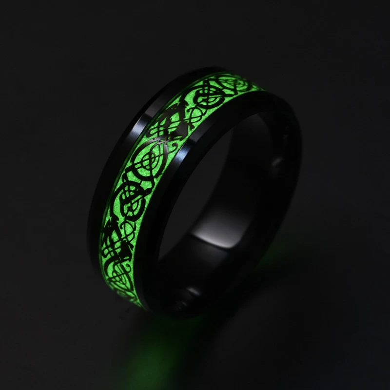 Großhandel Herren Eheringe Wolframkarbid Ring leuchtende Drachen Ring für Männer nachtleuchtendes Nachtlicht Wolfram Eheringe China Hersteller