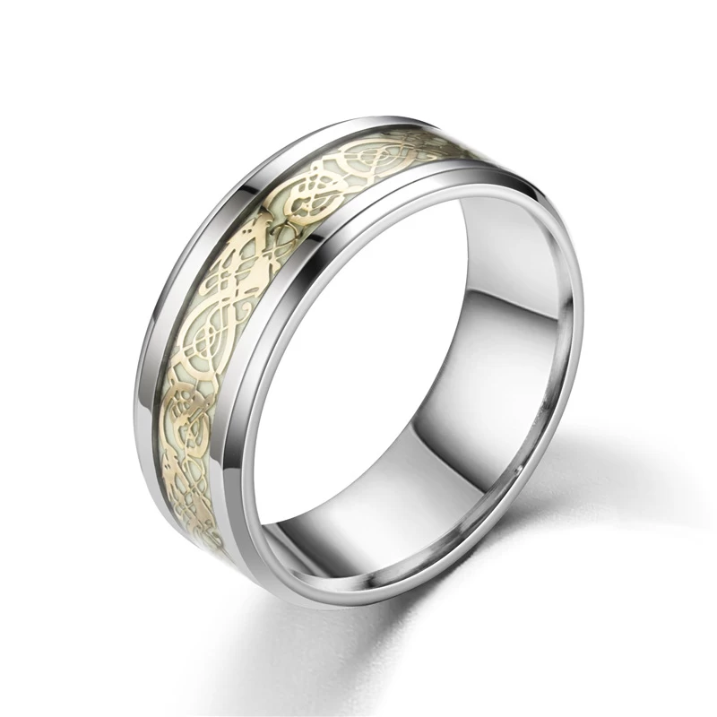 Großhandel Herren Eheringe Wolframkarbid Ring leuchtende Drachen Ring für Männer nachtleuchtendes Nachtlicht Wolfram Eheringe China Hersteller