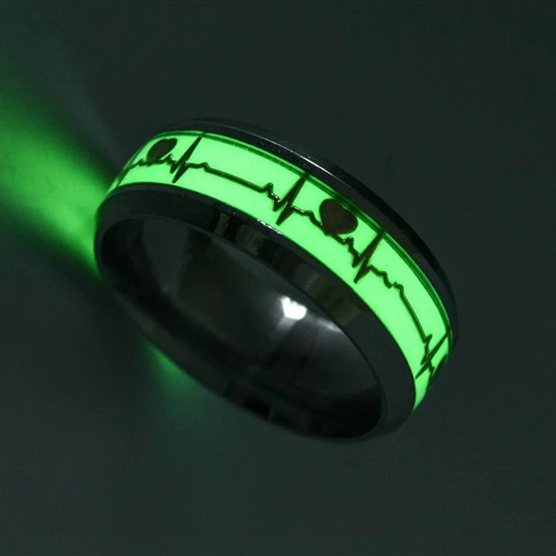 Women's and Men's Tungsten Wedding Bands Silver and Gold Heart Pattern Inlaid Luminous Glowing Wedding Bands Ring China Manufacturer