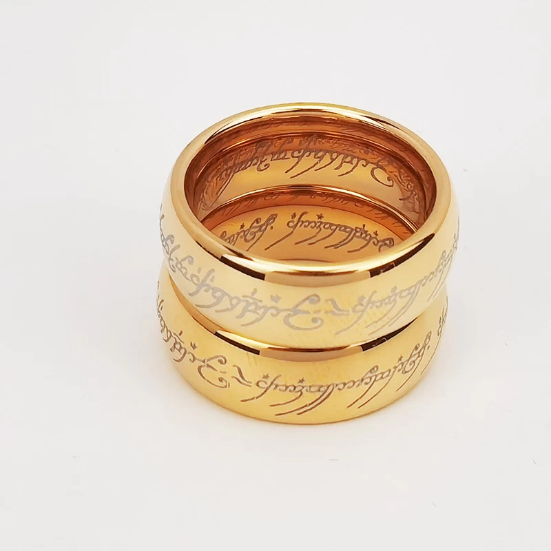 Wolfram-Ring auf Lager Beliebte 8 mm Hochglanzpoliertes und gelasertes Gold Lord of Ring Wolfram-Herr of Ring China Hersteller