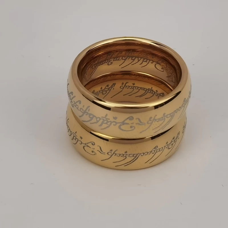 Wolfram-Ring auf Lager Beliebte 8 mm Hochglanzpoliertes und gelasertes Gold Lord of Ring Wolfram-Herr of Ring China Hersteller