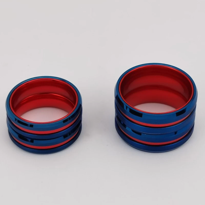 Tungsten Ring in Stock Popular 8mm High polished and Brushed Flat and Beveled Edges Blue Tungsten Carbide And Red Aluminium Ring China Manufacturer