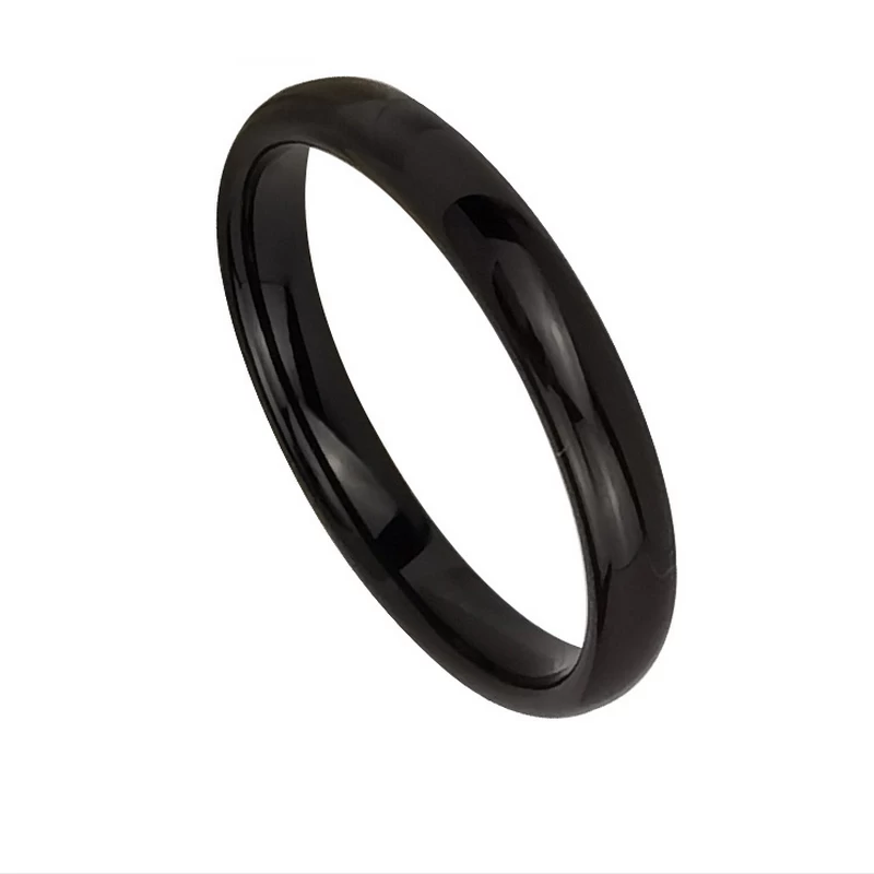 Tungsten Ring in Stock Popular 3mm Domed Black Tungsten Carbide Ring Men's Wedding Bands China Manufacturer