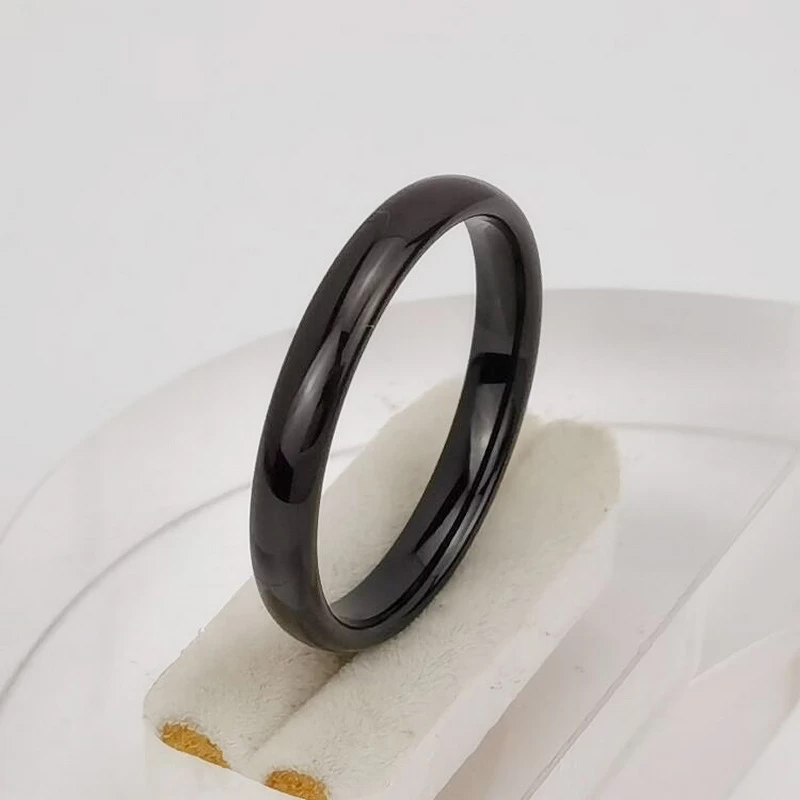Tungsten Ring in Stock Popular 3mm Domed Black Tungsten Carbide Ring Men's Wedding Bands China Manufacturer