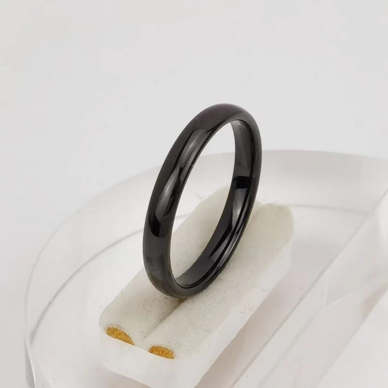 Tungsten Ring in Stock Popular 3mm Domed Black Tungsten Carbide Ring Men's Wedding Bands China Manufacturer