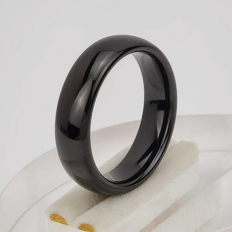 Tungsten Ring in Stock Popular 6mm Domed Black Tungsten Carbide Ring Men's Wedding Bands China Manufacturer