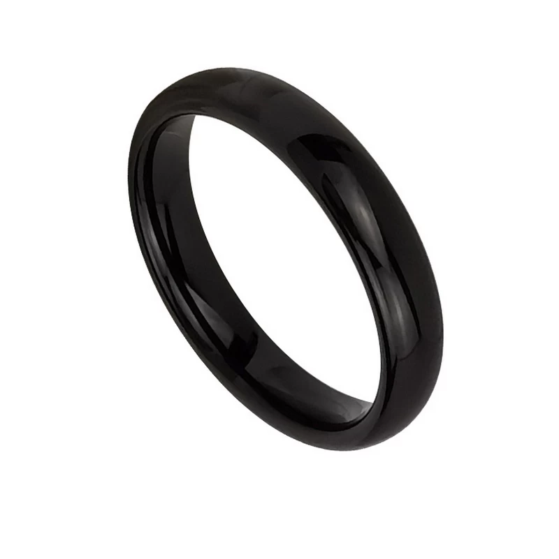 Wolframring auf Lager Beliebter 4 mm gewölbter schwarzer Wolframkarbidring Herren Eheringe China Hersteller