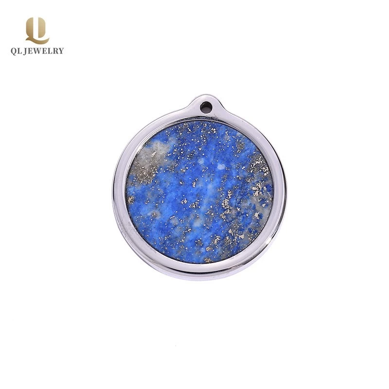Newest and Simple Men's Tungsten Carbide Circle Pendant with Lapis Lazuli Nebula Pendant China Manufacturer
