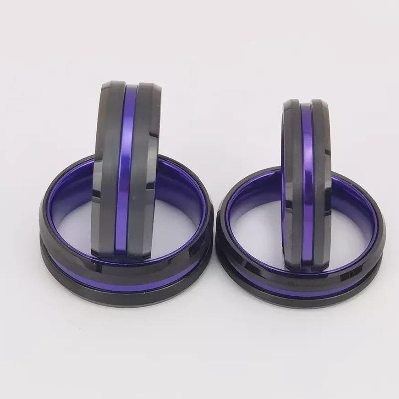Wolframring auf Lager Beliebter 6 mm hochglanzpolierter und gebürsteter flacher und abgeschrägter Rand aus schwarzem Wolframkarbid und lila Aluminiumring China Hersteller